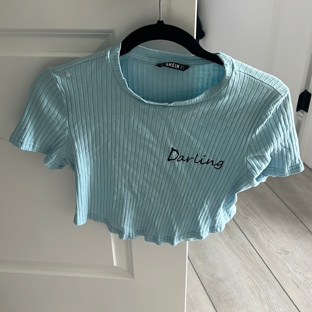 SHEIN Light Blue ‘Darling’ Tee